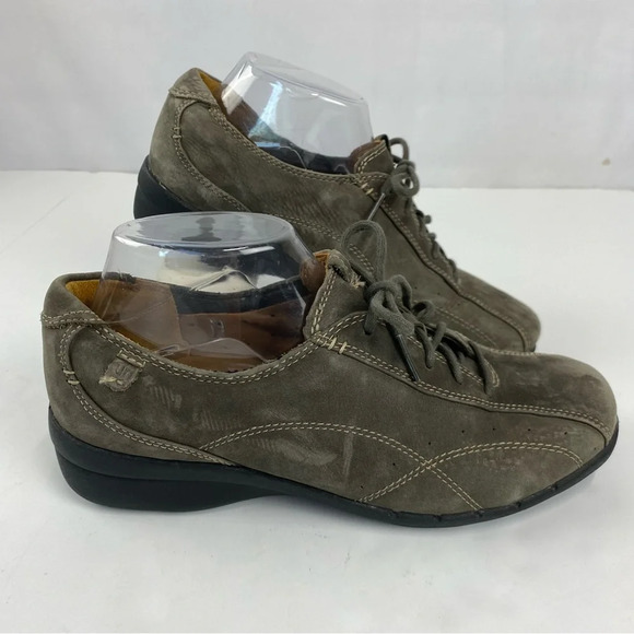 Clarks Unstructured Womens 7.5 Green Gray Suede Leather Lace Up Oxfords Shoes - Picture 1 of 6